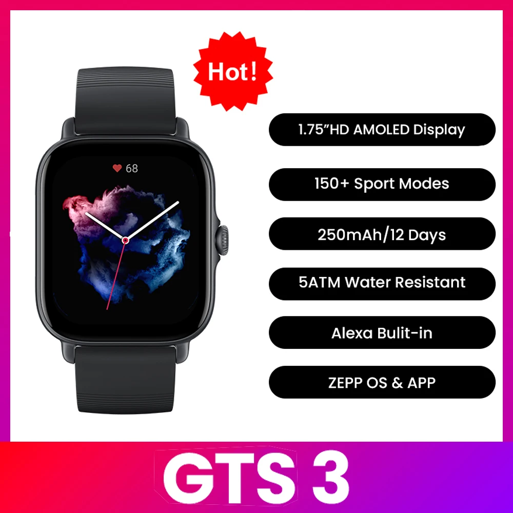 Timex Watches Smartwatch - Montre connectée Amazfit GTS 3, étanche