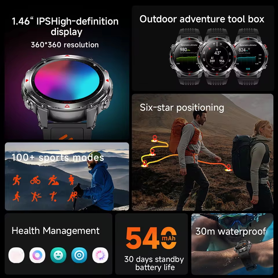 Montre connectée militaire pou - Altimeter Compass Watch avis et prix
