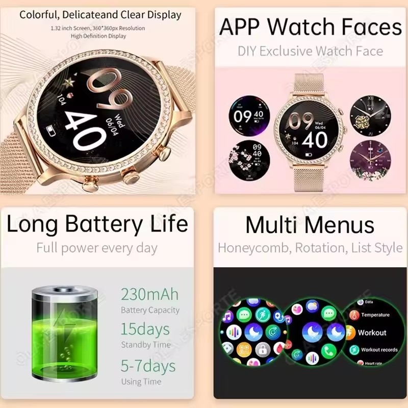 Montre connectée élégante pour - Watches Ladies Smartwatch avis et prix